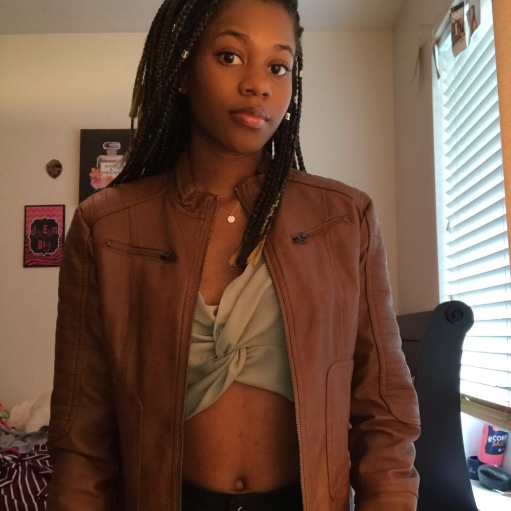 Brown leather jacket